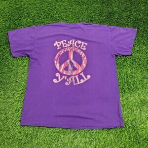 Vintage Peace Signs Shirt Large 22x26 Purple Y2K